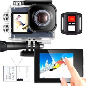 NWT! Action Camera 4K Camera Waterproof 40M HD 20MP 170° Wide Angle WiFi Cam